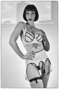 Suspender Belt - 3XL, Pale Blue & Black