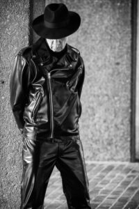 Mens latex biker jacket