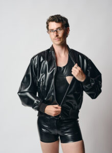 Men's Latex Bomber Jacket - XS, Black