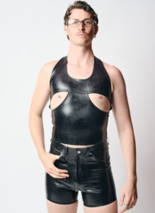 Mens Latex Top - Black, S