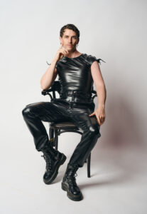 Lace Fastening Latex T shirt - Azure, 2XL